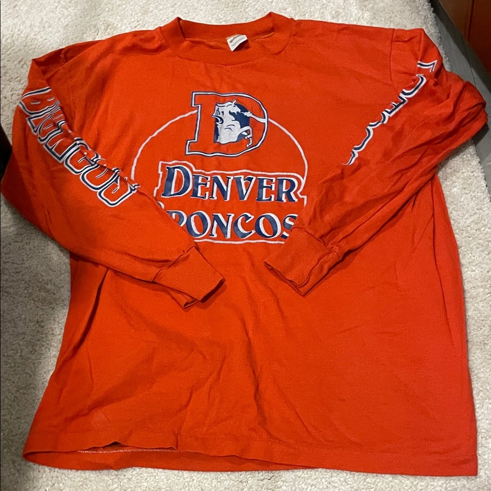 Vintage Denver Broncos Orange Long Sleeve Shirt